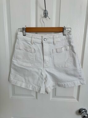 Madewell White High-Rise Denim Pocket Shorts